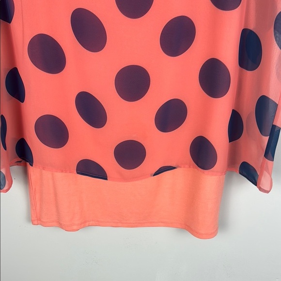 CHARLIE B Orange and Polka Dot Blue Boxy Blouse Size Medium - Picture 5 of 10